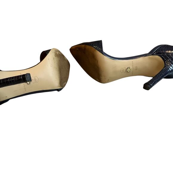 Ann Taylor Leather Snake Embossed Ankle Strap Heels Blue 8.5 - Picture 8 of 8